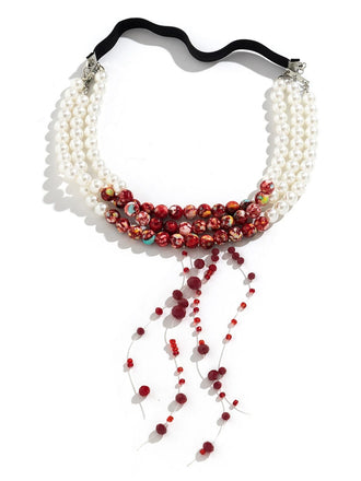 Gothic Multi-Layered Beaded Blooddrop Pendant Leg Ring