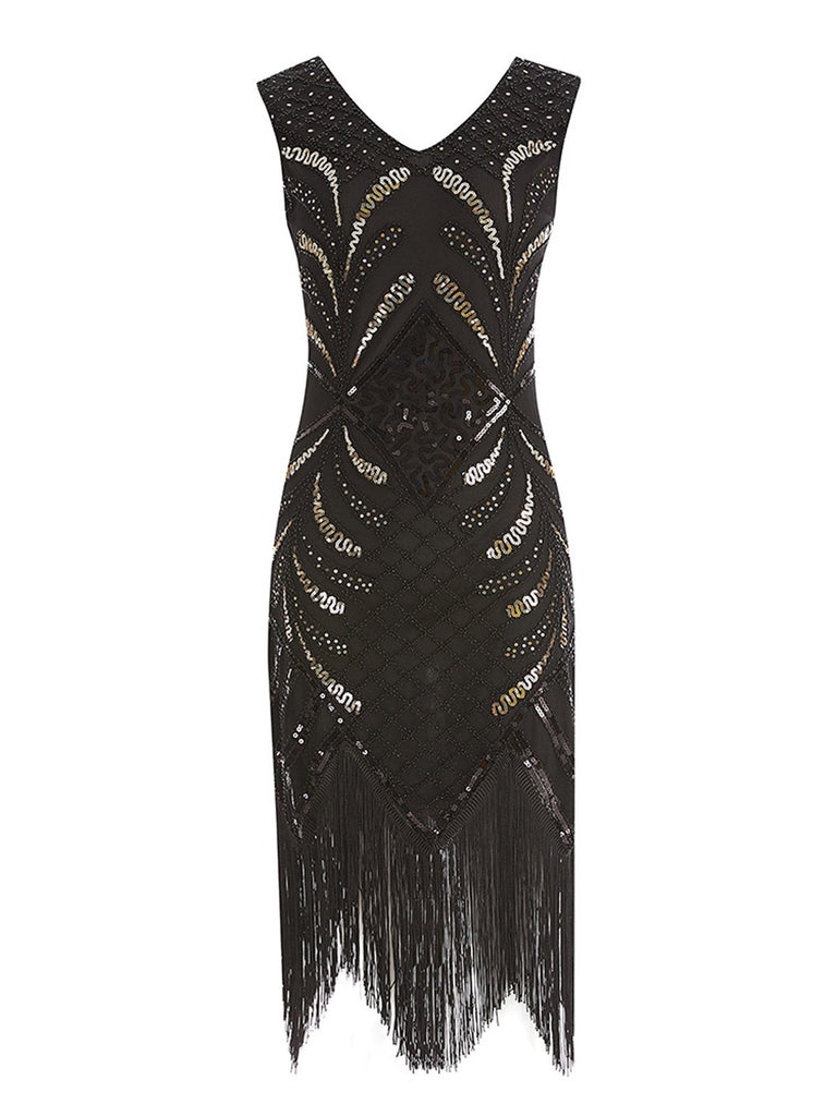 1920s Sequin Fringed Flapper Dress