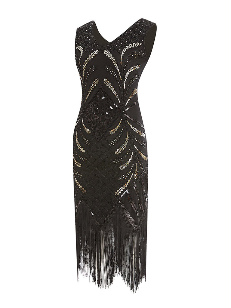 1920s Sequin Fringed Flapper Dress