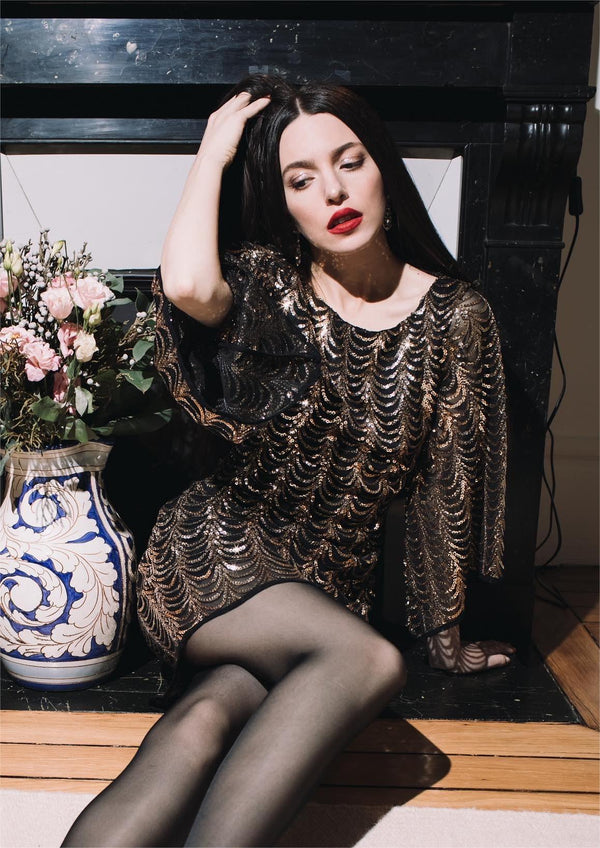 Retro Stage 1920s Flapper Gatsby Dress Gold,M