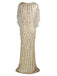 1920s Mesh Sequined Cape Maxi Dress