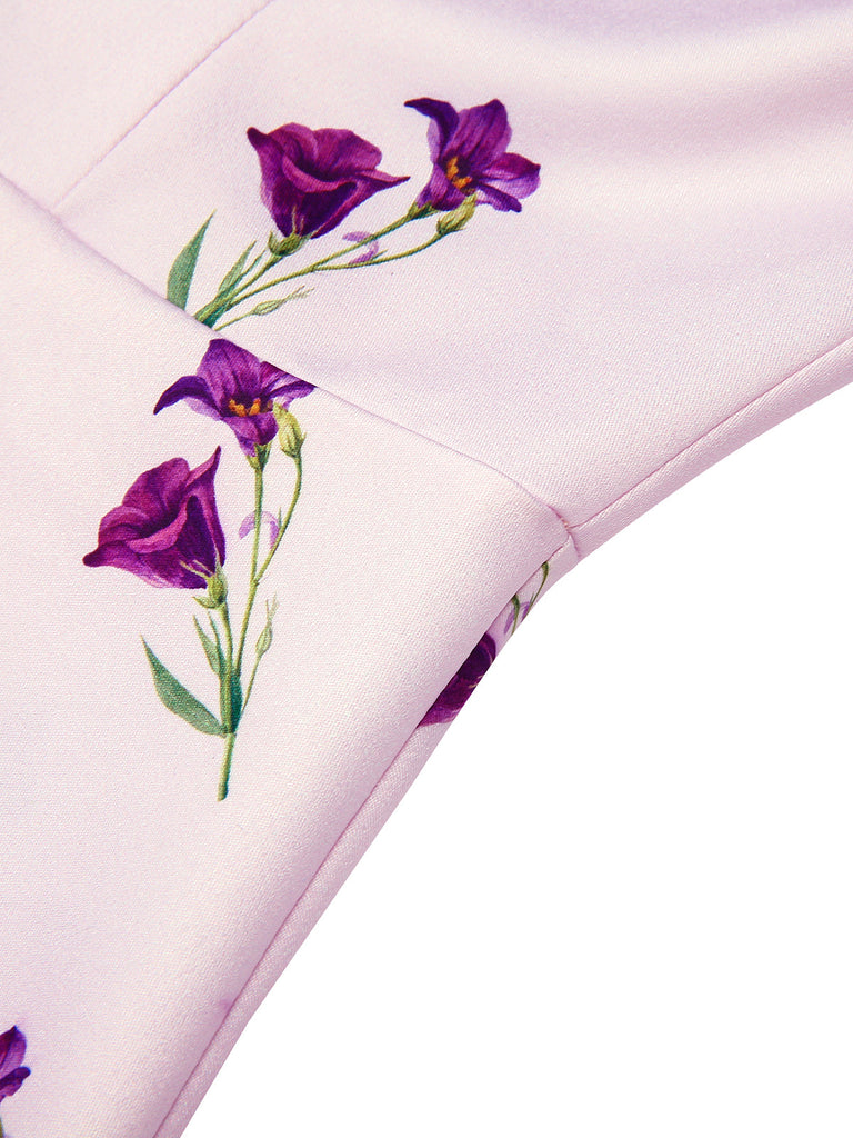 Purple 1940s Petunia Lapel Dress