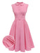 Pink 1940s Doll Collar Solid Dress