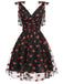 Pink 1950s Strawberry Mesh Swing Dress