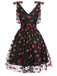 Pink 1950s Strawberry Mesh Swing Dress
