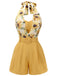 Yellow 1950s Sunflower Halter Romper