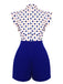 [US Warehouse] Blue 1950s Polka Dot Buttoned Romper