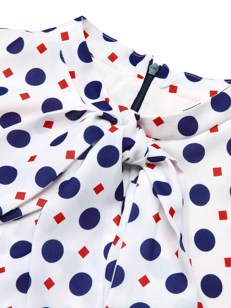 [US Warehouse] Blue 1950s Polka Dot Buttoned Romper