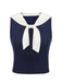 Navy Blue 1950s Solid Sailor Collar Blouse
