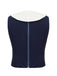 Navy Blue 1950s Solid Sailor Collar Blouse