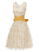 Yellow 1950s Mesh Patchwork Swing Dress