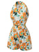 Orange 1950s Painted Sunflower V-Neck Romper