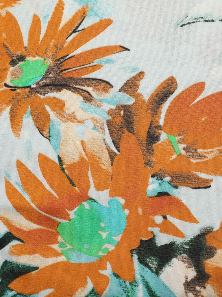 Orange 1950s Painted Sunflower V-Neck Romper