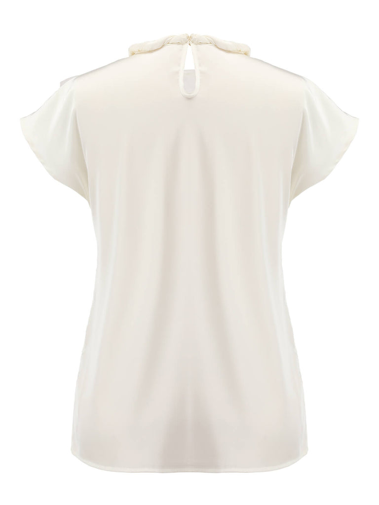 1950s White Vintage Roll Neck Blouse