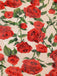 Red 1940s Rose V-Neck Swing Dress