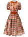 [Pre-Sale] Orange 1940s Houndstooth Doll Collar Dress