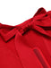 2PCS 1940s Red Tie-Up Blouse & Black Pants
