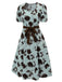 1940s Blue Floral Dress With Bow Belt