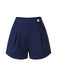 Navy Blue 1950s Solid Button Shorts