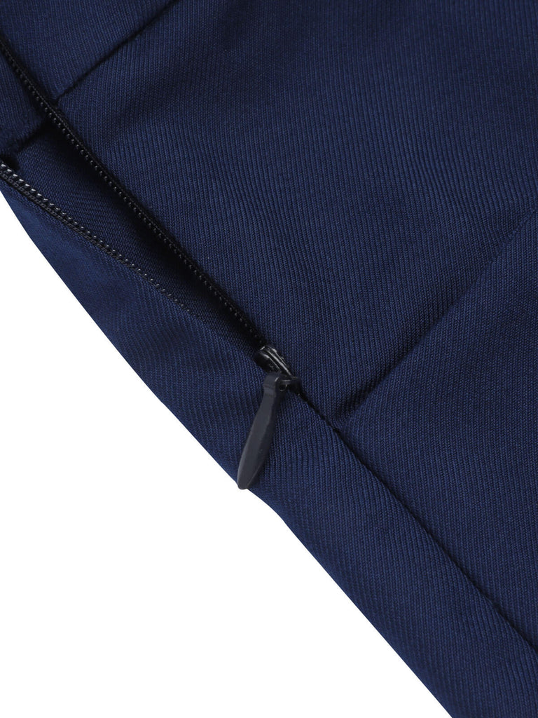 Navy Blue 1950s Solid Button Shorts