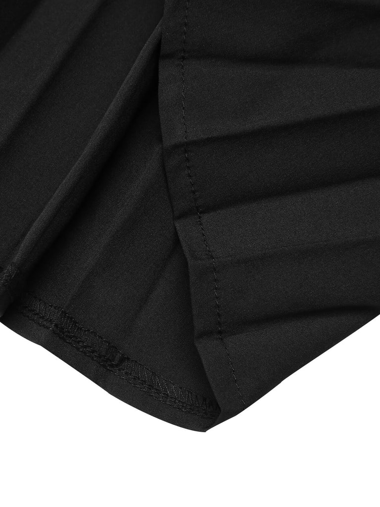 Black 1950s Elegant Pleated Skirt