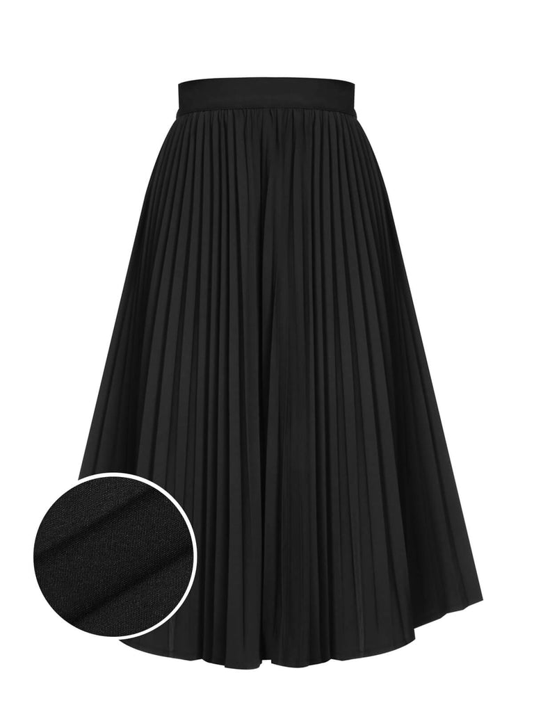 Black 1950s Elegant Pleated Skirt
