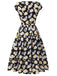 Black 1940s Cap Sleeve Daisy Dress
