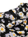 Black 1940s Cap Sleeve Daisy Dress