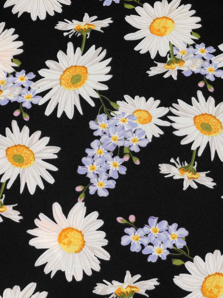 Black 1940s Cap Sleeve Daisy Dress