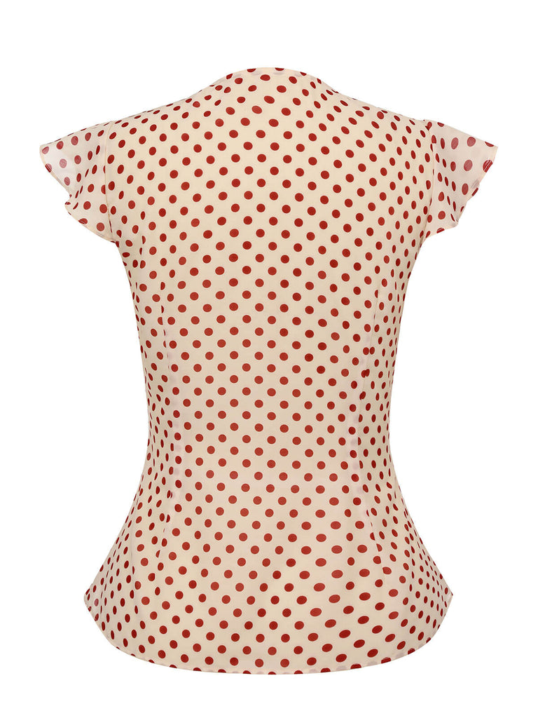 1950s Red Polka Dot Fly Sleeve Blouse