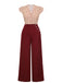2PCS 1950s Red Polka Dot Blouse & Burgundy Pants
