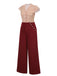2PCS 1950s Red Polka Dot Blouse & Burgundy Pants