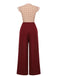 2PCS 1950s Red Polka Dot Blouse & Burgundy Pants