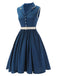 1960s Navy Blue Sleeveless Lapel Dress