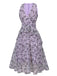 Purple 1930s Butterfly V-Neck Sleeveless Dress
