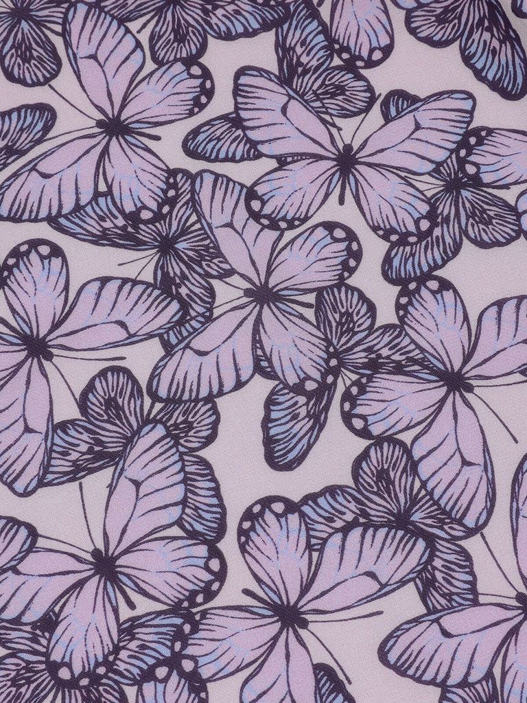 Purple 1930s Butterfly V-Neck Sleeveless Dress