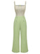 Green 1930s Plaid Dots Strap Jumpsuit