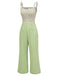 Green 1930s Plaid Dots Strap Jumpsuit