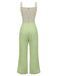 Green 1930s Plaid Dots Strap Jumpsuit