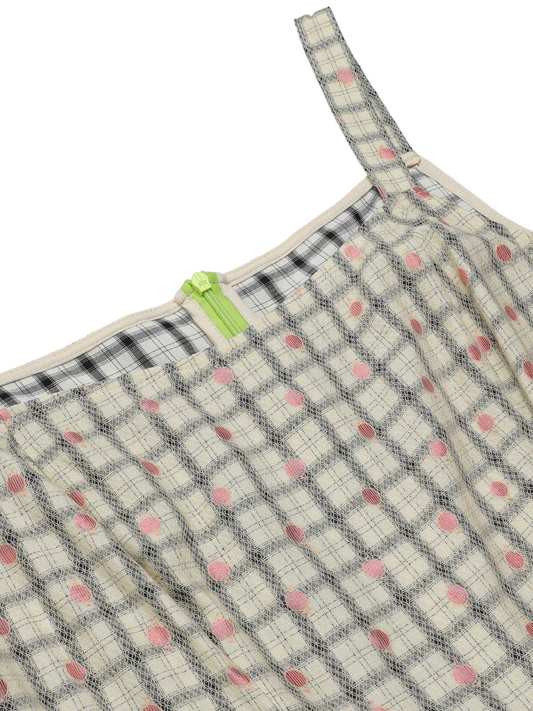 Green 1930s Plaid Dots Strap Jumpsuit