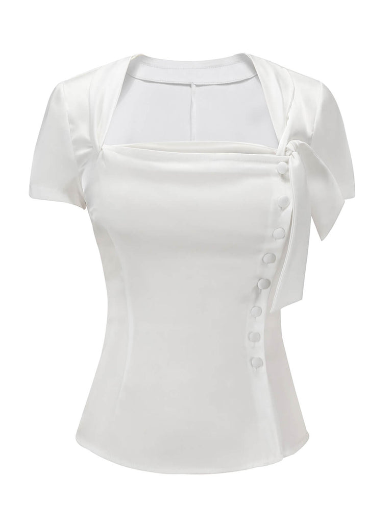 White 1950s White Button Down Shirt