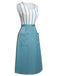 Blue 1950s Stripes Patchwork Pocketed Dress