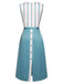 Blue 1950s Stripes Patchwork Pocketed Dress