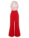 [Pre-Sale] Red 1930s Cherry Belted Halter Jumpsuit