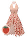 2PCS Pink 1950s Halter Strawberry Romper & Umbrella Skirt
