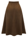 Coffee 1940s High Waist Solid Skirt