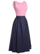 3PCS Pink 1960s Bow Blouse & Spaghetti Dress & Umbrella Skirt