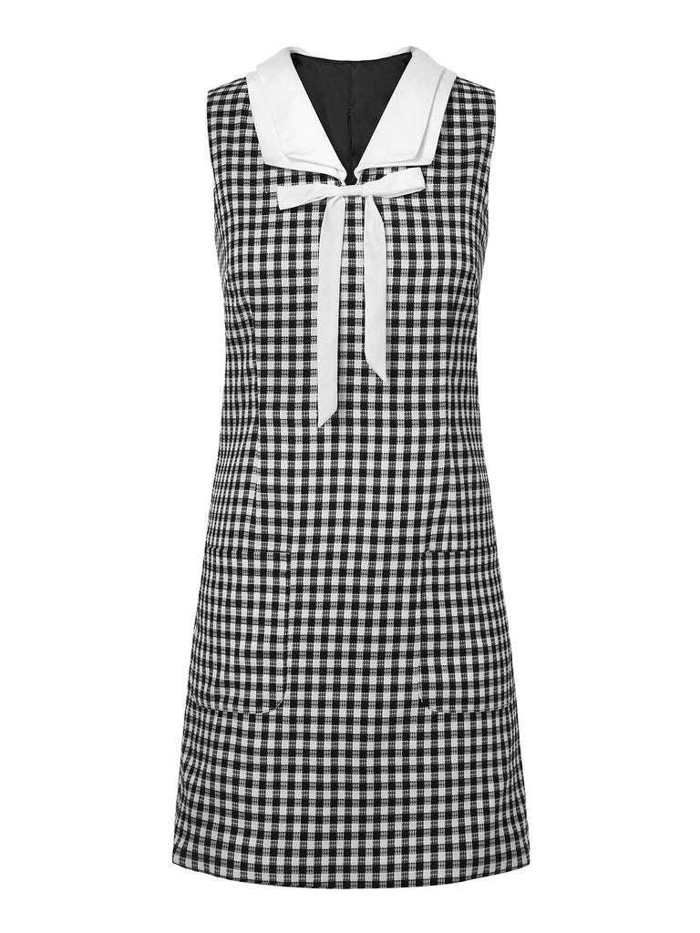 1960s Acetate Gingham Plaid Shift Dress