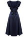 Dark Blue 1930s Flounce Sleeve Cowl Neck Trumpet Dress