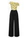 Yellow 1930s Sunflower Oblique Neck Jumpsuit